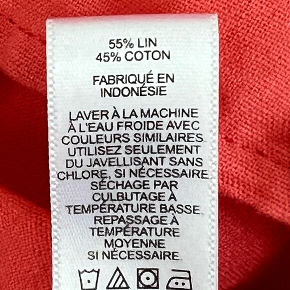 EXPRESS Women's Top Size Large Orange Linen Blend Button Down Long Sleeve - Picture 10 of 11